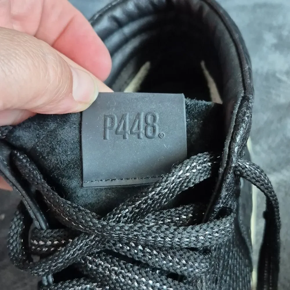 P448 Recycled Sneaker Women's Size 38 Black with Snakeskin Pattern